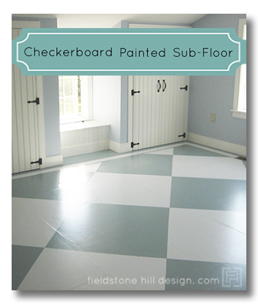 checker board painted sub-floor