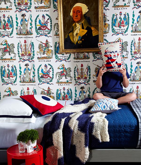 Gorgeous Red White and Blue Rooms via interior designer @fieldstonehill