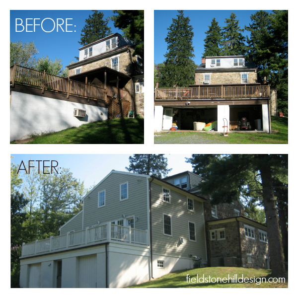 Back of Fieldstone Hill before and after