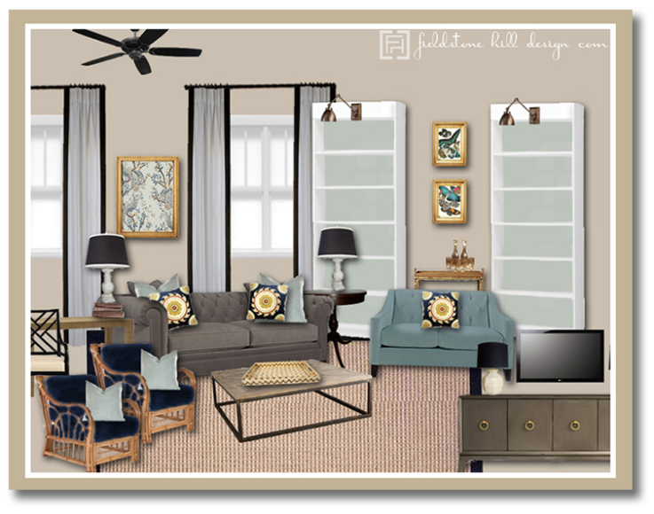 Soothing-Family-Room-Design-Board-design by @fieldstonehill