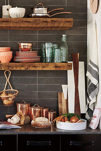 10 ways to bring copper into your kitchen via @fieldstonehill - cannisters in kitchen