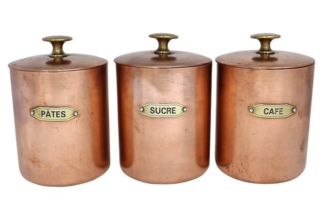 10 ways to use copper in your kitchen via @fieldstonehill - canisters french